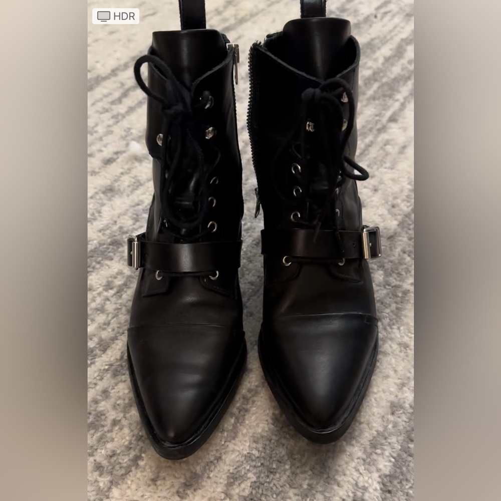 All Saints Katy lace up heeled leather boots -Size 38